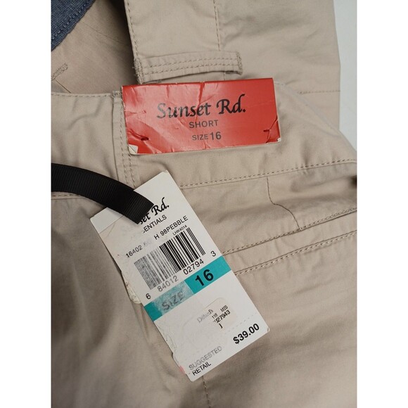Sunset Rd Womens Bermuda Kakhi Shorts Sz 16 Beige Zip Pockets NWT - Picture 7 of 9